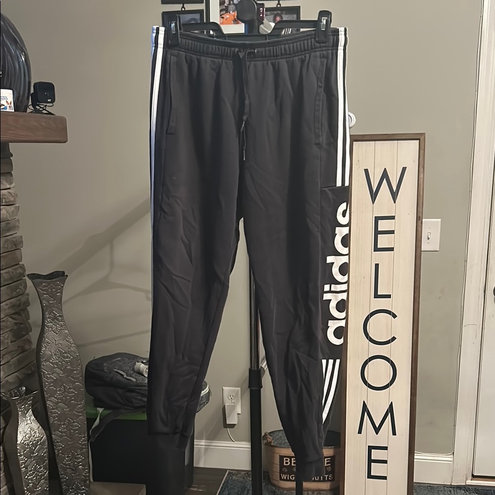 Adidas Black Pants with White Accents
